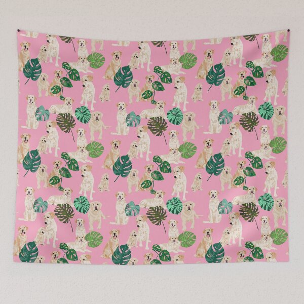Item preview, Yellow labs tropical pink designed and sold by ArtofACoonhound.