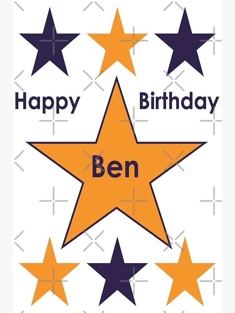 Carte De Vœux Joyeux Anniversaire Ben En Orange Et Bleu Marine Par Rachelmacht Redbubble