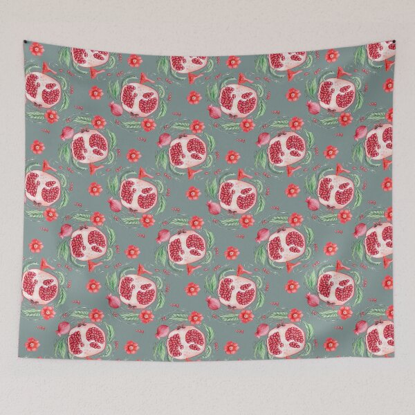 Item preview, Red pomegranate and green lizard designed and sold by Loyna.