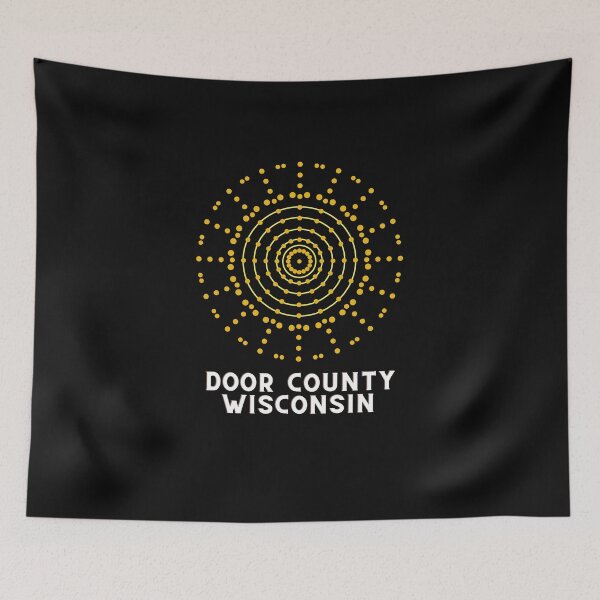 Item preview, Door County Wisconsin Tribal Geometric Sun Design Fishing Camping Outdoors RVing Hiking Graphic Drawing Design Lake Michigan Travel Vacation Camping designed and sold by fineartprints1.