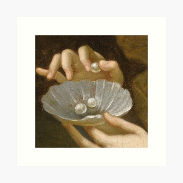 Hands with pearls painting detail Art Print