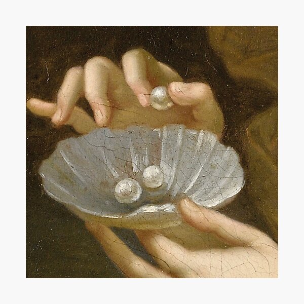 Hands with pearls painting detail Photographic Print