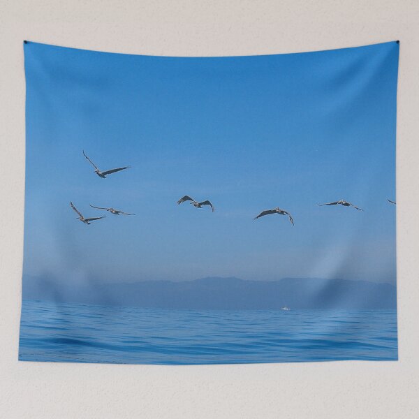 Item preview, Flocks of Flying Pelicans Ocean designed and sold by cool-merch.