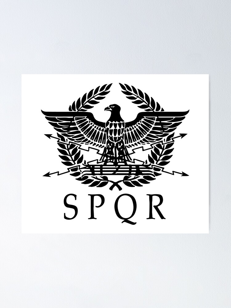 Spqr White And Black Poster For Sale By Mercatus Redbubble