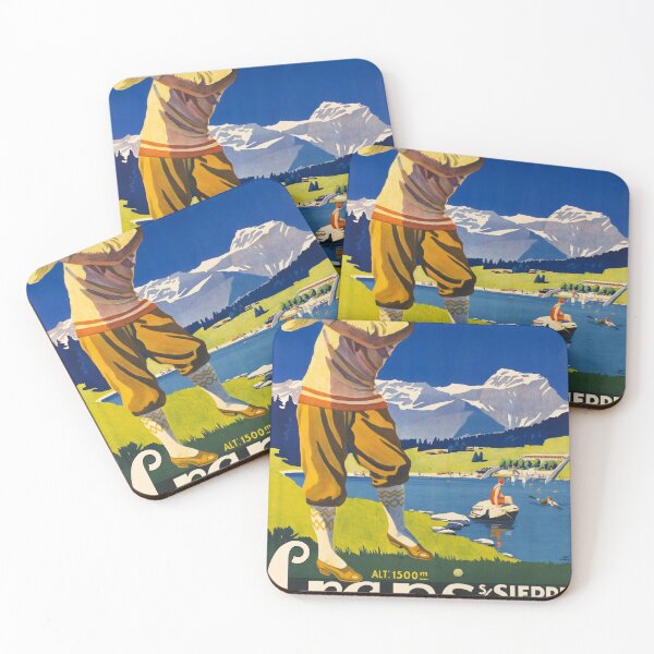 Item preview, retro crans s sierre valais le plus beau golf alpin vintage reclame designed and sold by CorasPosters.