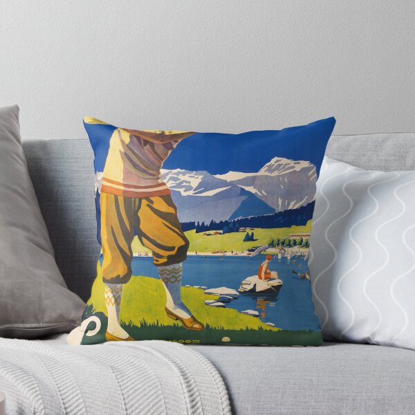 Item preview, retro crans s sierre valais le plus beau golf alpin vintage reclame designed and sold by CorasPosters.