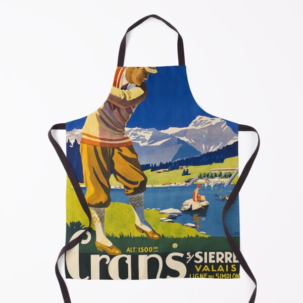 Item preview, retro crans s sierre valais le plus beau golf alpin vintage reclame designed and sold by CorasPosters.
