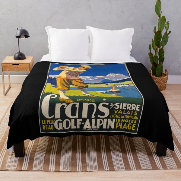 Item preview, retro crans s sierre valais le plus beau golf alpin vintage reclame designed and sold by CorasPosters.