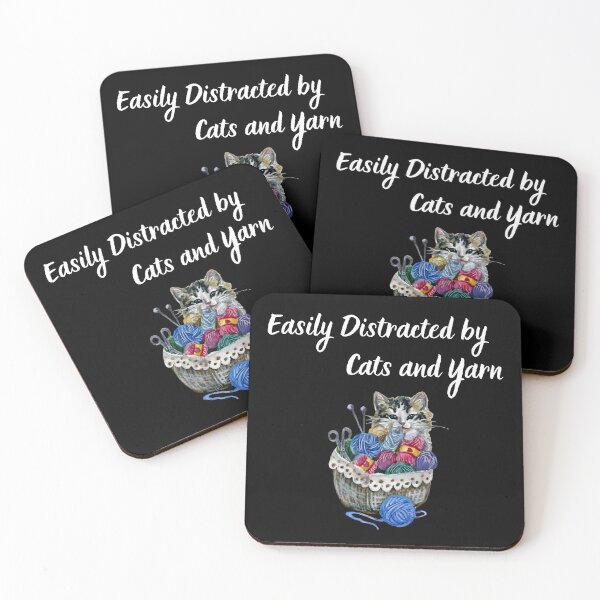 Item preview, Easily Distracted By Cats and Yarn designed and sold by Knitterty.