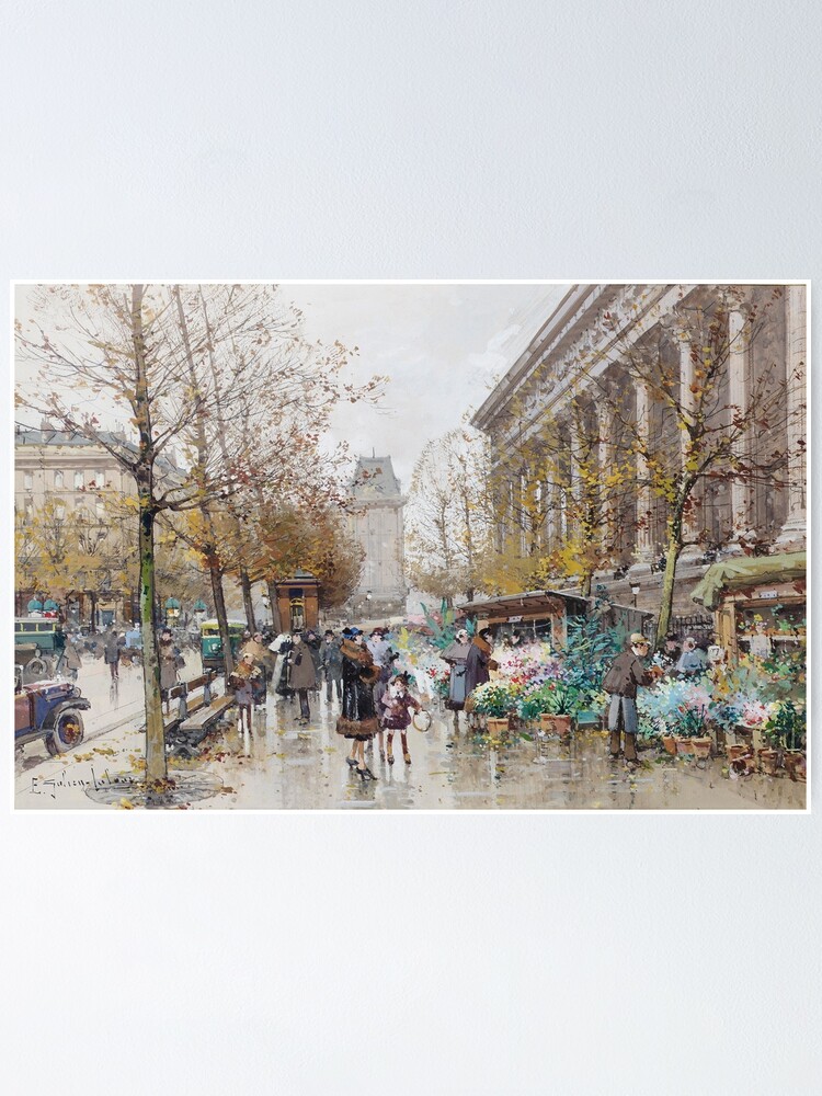"The Flower Market, Paris (20th century) Eugène GalienLaloue" Poster
