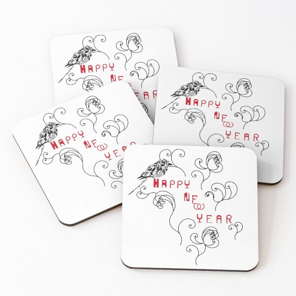 Item preview, Happy New Year With a Bird - Hand Made Typography - Gloden Rule Flowers. designed and sold by BDLVandFriends.