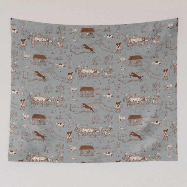 Item preview, Bird Dog Toile on Slate designed and sold by Christine Philbrick.