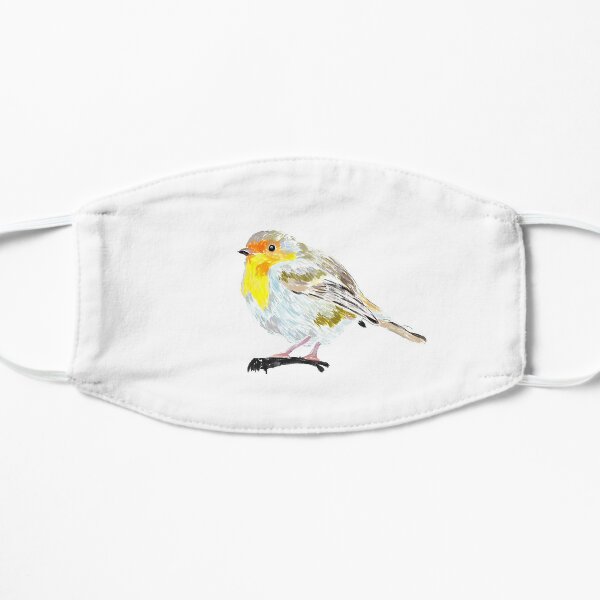 Rotkehlchen, süßer kleiner Vogel, der auf einem Ast sitzt Flache Maske