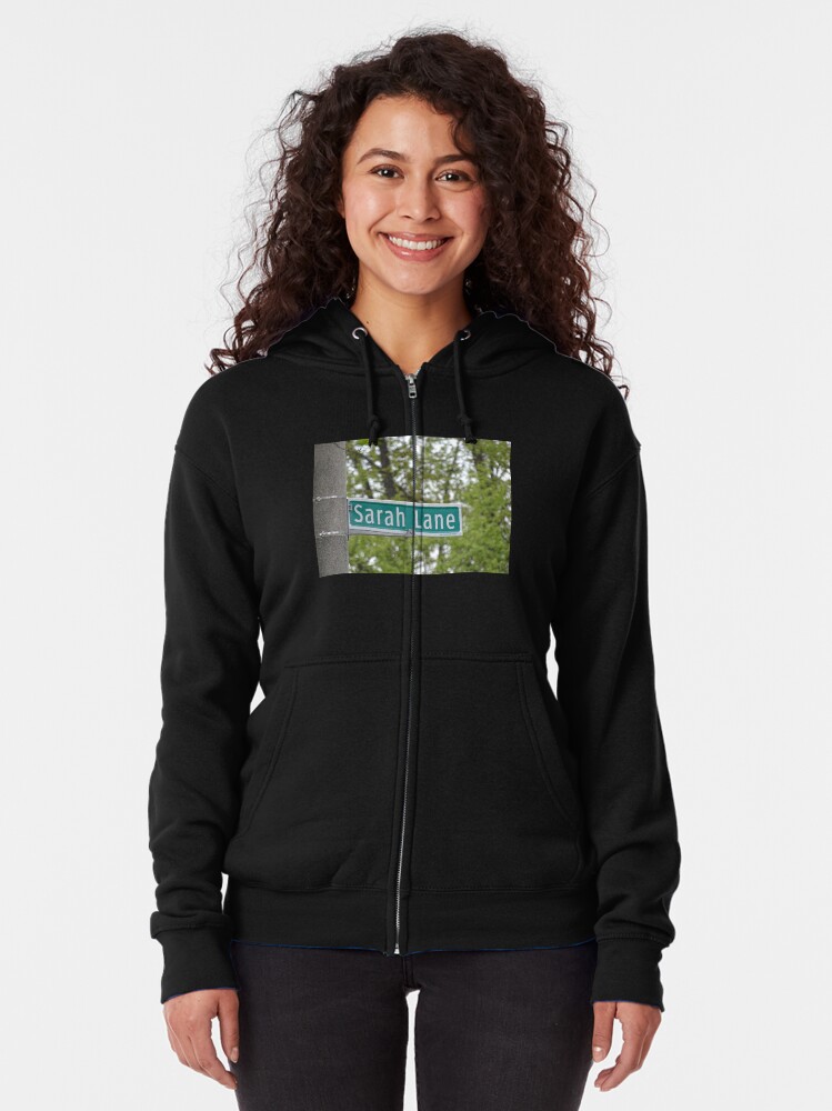 Alternate view of Sarah Lane, Sarah, Sarah mask, Sarah mug, Sarah magnet, Sarah sticker, Zipped Hoodie