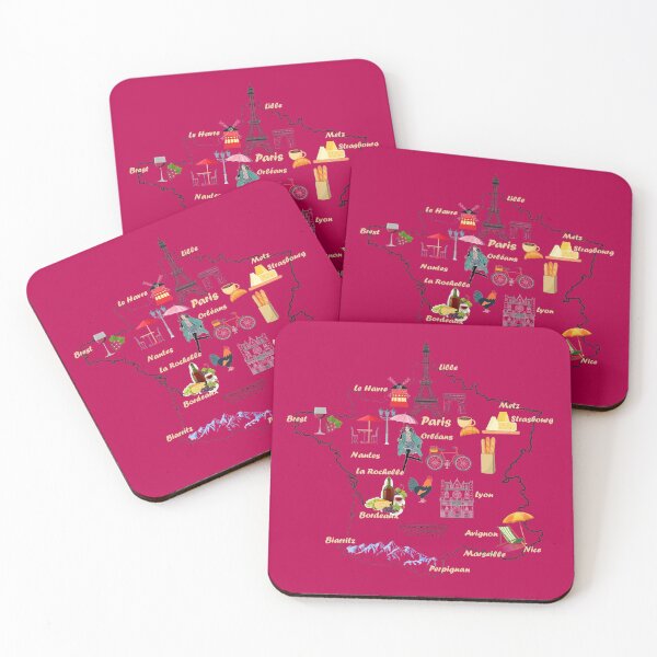 Item preview, Map of France  tourist Attractions with names the major cities berry gloss color designed and sold by mashmosh.