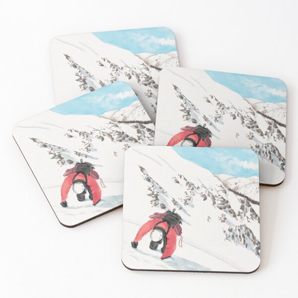 Item preview, Watercolor Illustration of a mountaineer on the way to climb the snow mountain designed and sold by iswenyi.