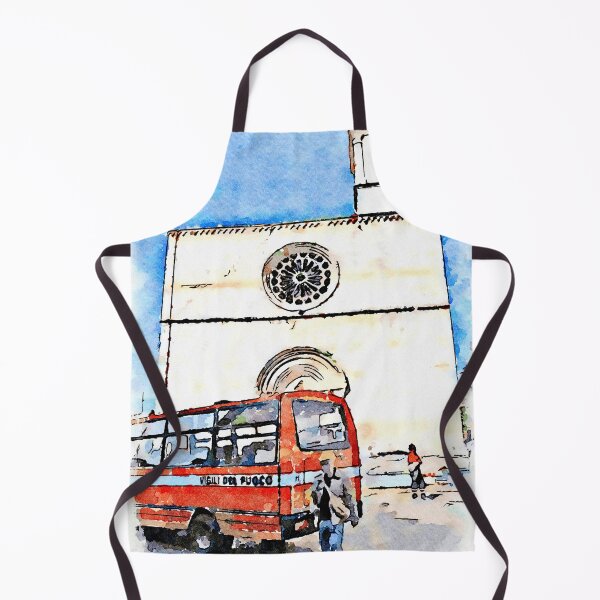 Item preview, L'Aquila: church and red bus designed and sold by Giuseppe Cocco.