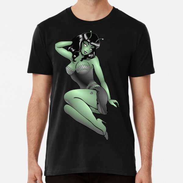 Alien Pin Up Girl Cute Extraterrestrial Pinup Art Premium T-Shirt