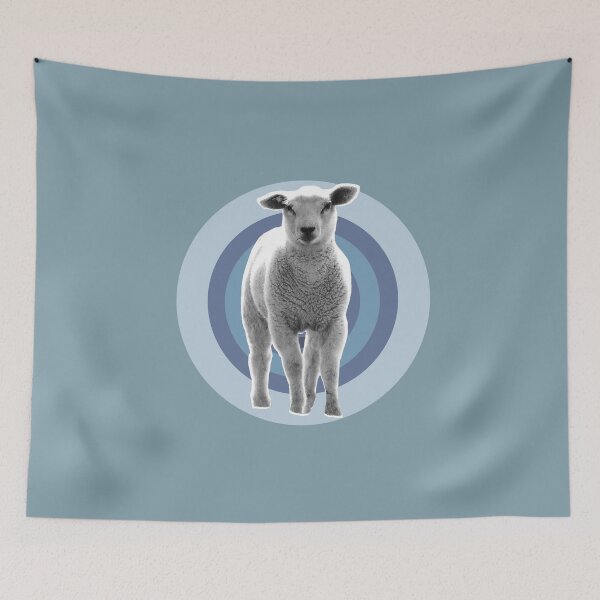 Item preview, Totally adorable! Support local farming with this cute baby sheep on blue teal designed and sold by Caroline Laursen.