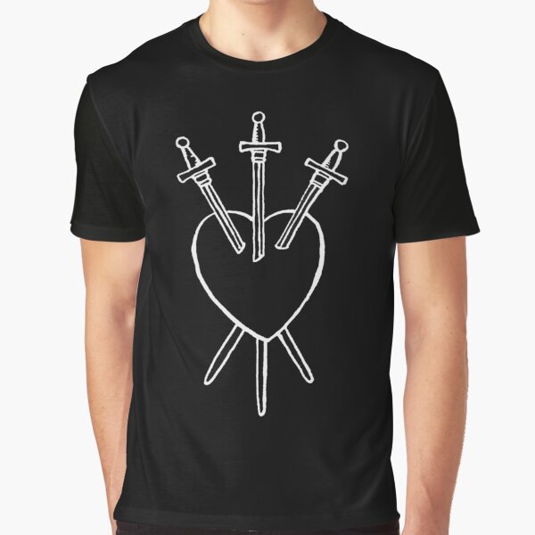 3 of Swords, Tarot Card Design, Three of Swords, Diviniation, Wicca Witchcraft, Magic Mystical, Rider Waite, Psychic Fortune Teller, Occult Retro, Zodiac Astrology, Luna Moon Witch Graphic T-Shirt