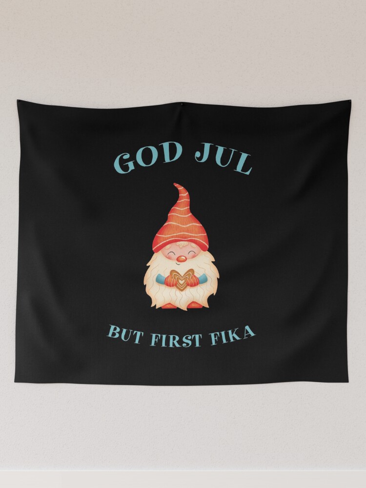 Sweden＊GOD JUL＊Christmas tapestry・* Vintage Swedish Santa Print God Jul Merry Christmas Tapestry