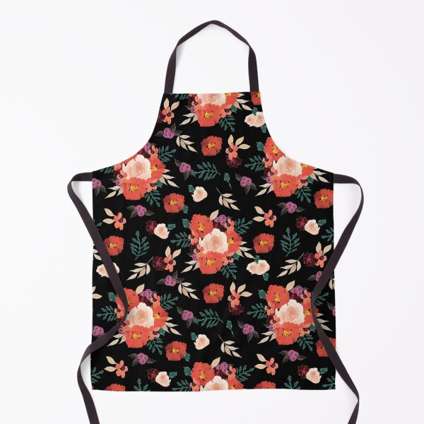 Item preview, Peach | Coral Watercolor Floral on Black designed and sold by HHeartsDesigns.