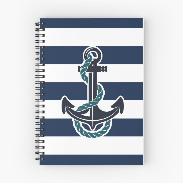 Item preview, Preppy mid century modern Summer Beach Blue Nautical Stripes Naval Anchor designed and sold by IamTrending.