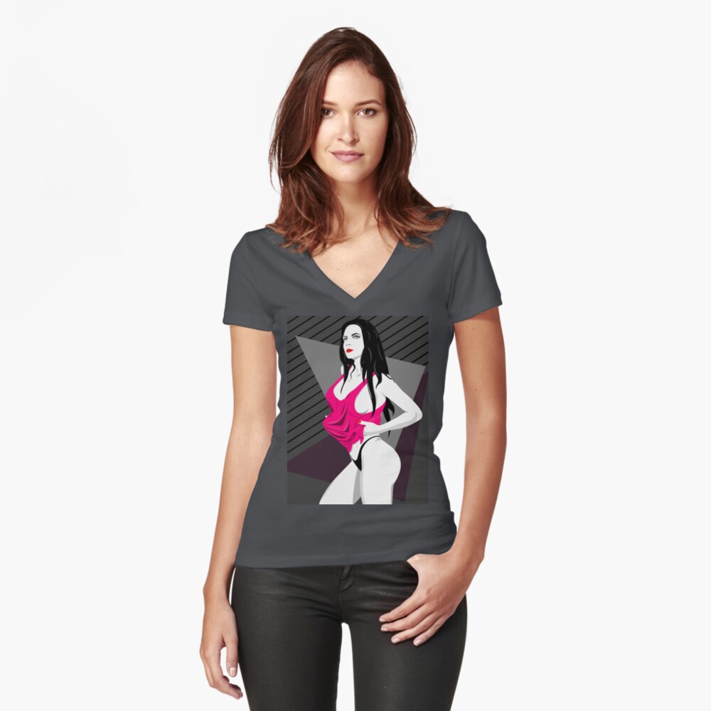 Item preview, Fitted V-Neck T-Shirt designed and sold by djspacegr.