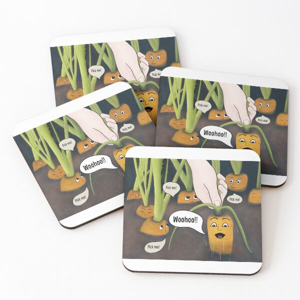 Item preview, Carrots Do Scream  – funny cartoon characters on white background designed and sold by Crystal Raymond.