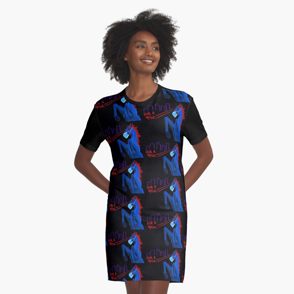 Blucifer Says Wear A Mask! Graphic T-Shirt Dress