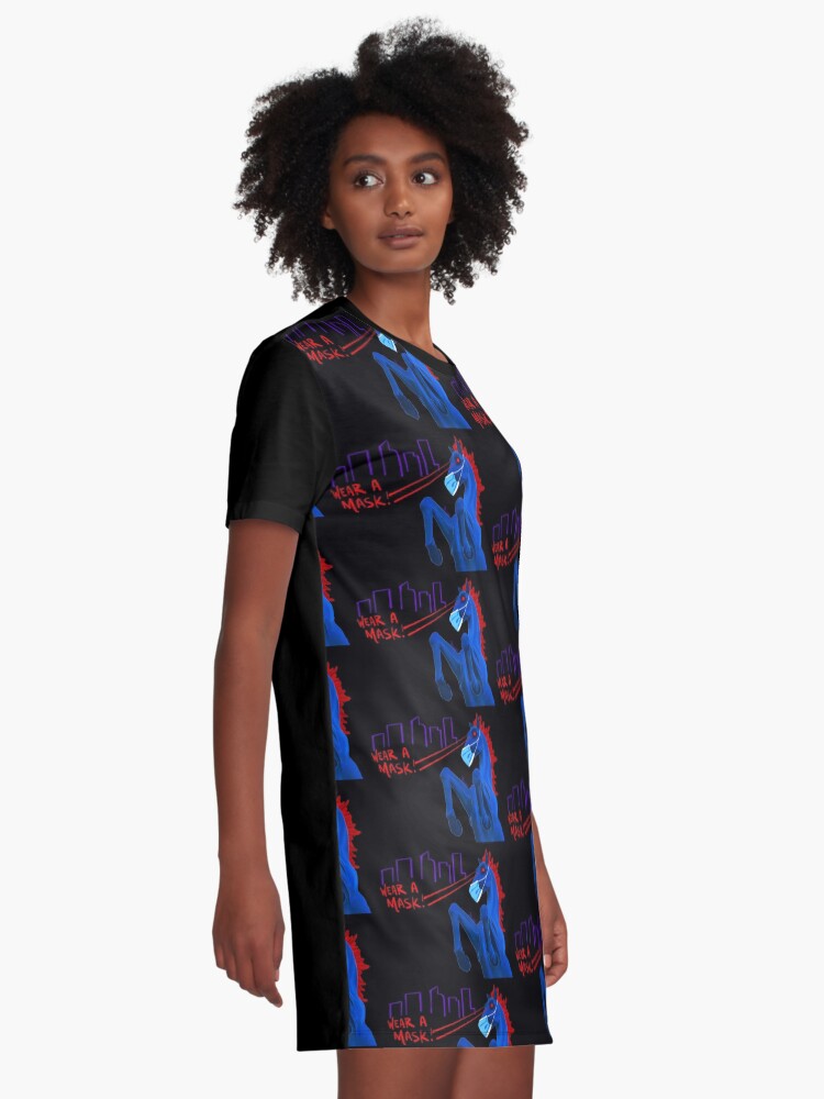 Alternate view of Blucifer Says Wear A Mask! Graphic T-Shirt Dress
