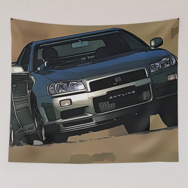 Item preview, Nissan Skyline GT-R R34 Poster – Iconic JDM Godzilla Art designed and sold by Road To Track.