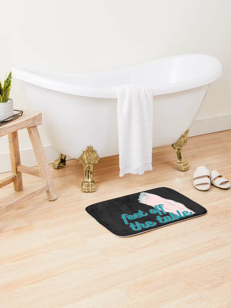 Thumbnail 2 of 6, Bath Mat, Feet Off The Table Funny designed and sold by DesignsofNote.