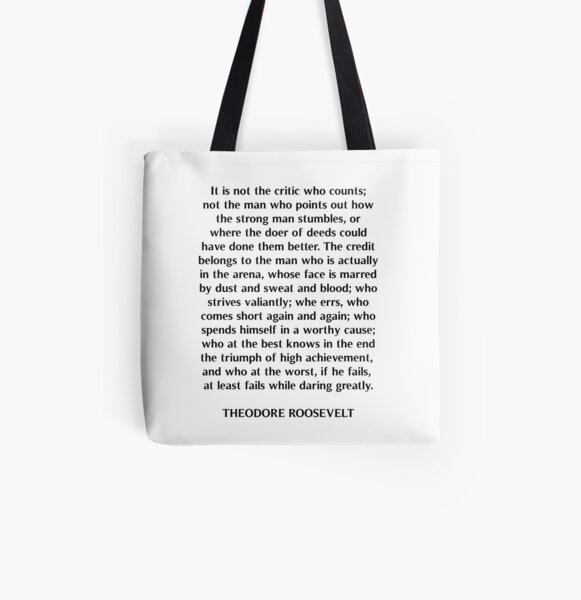 Teddy Roosevelt Against Critics Inspirational Quote Canvas Totebag