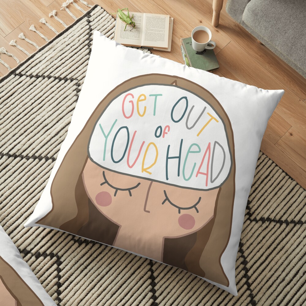 Get Out Of Your Head Brunette Floor Pillow