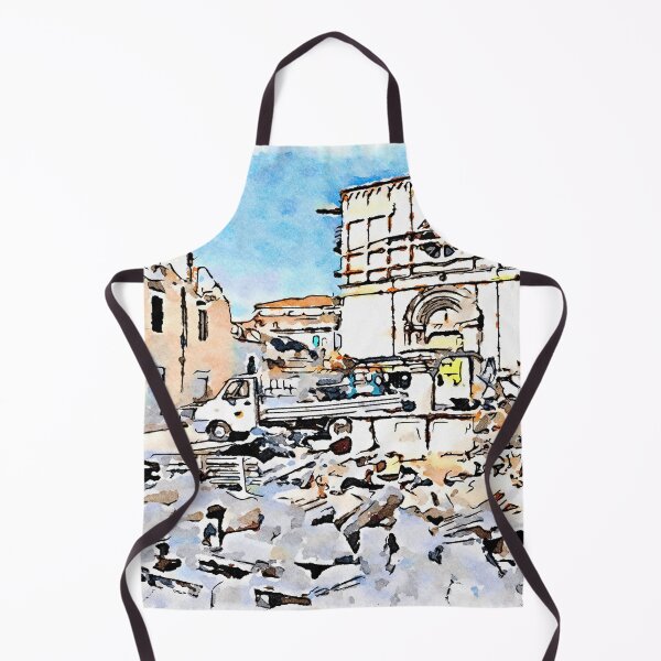 Item preview, L'Aquila: collapsed church and building with fountain truck and rubble designed and sold by Giuseppe Cocco.