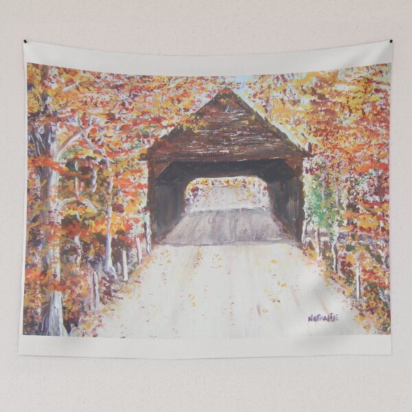 Item preview, Covered Bridge, Colourful Autumn Landscape designed and sold by ArtDesignsByNat.
