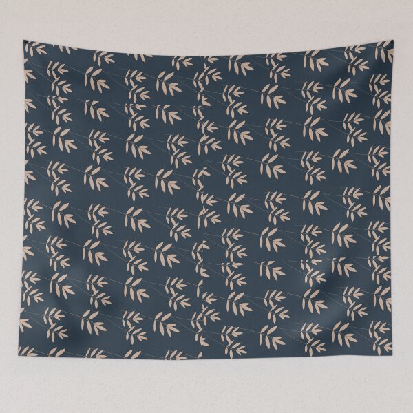 Item preview, Wispy Wheat Bouquet Accent Pattern in Navy Blue designed and sold by BissyCollective.