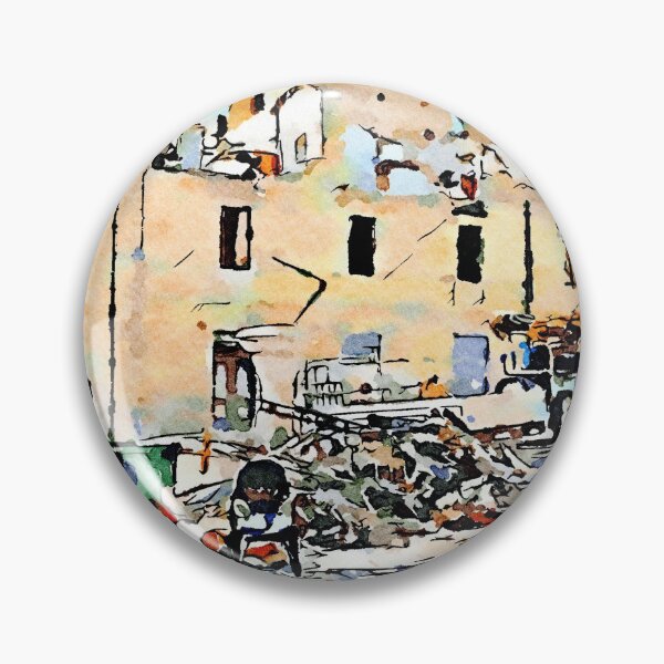 Item preview, L'Aquila: collapsed buildings with rubble and fountain designed and sold by Giuseppe Cocco.