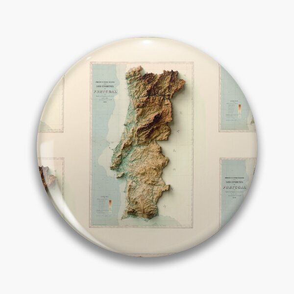 Item preview, 1906 Portugal Relief Map 3D digitally-rendered designed and sold by ThinkAboutMaps.
