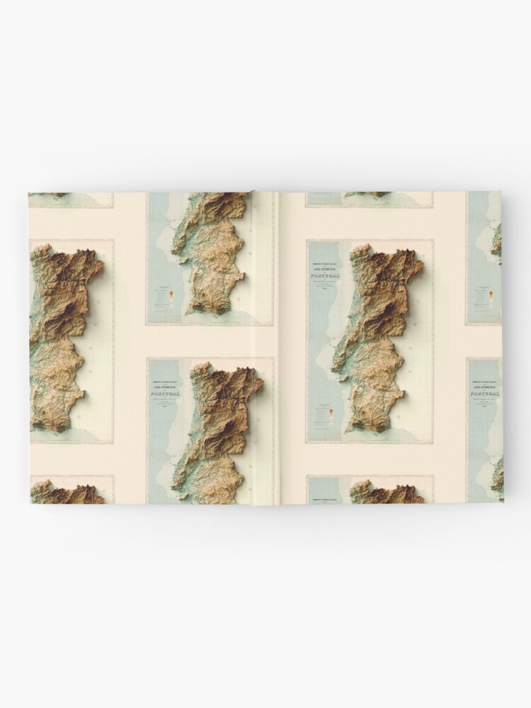 1906 Portugal Relief Map 3D digitally-rendered Art Board Print