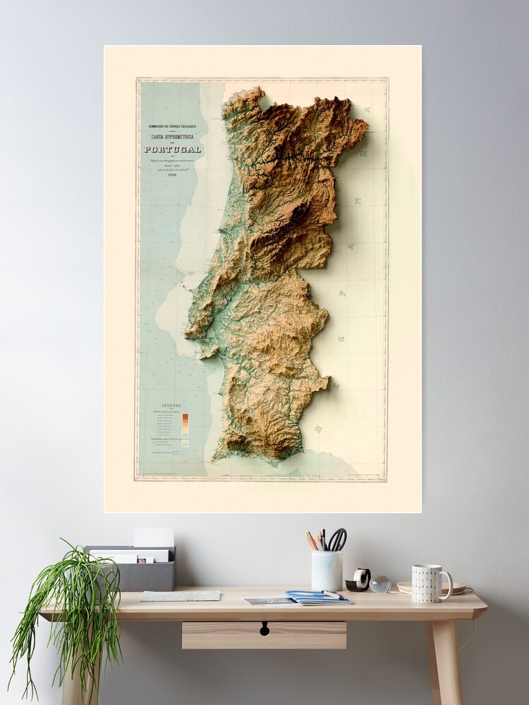 Wall Mural 3D Map of Portugal 