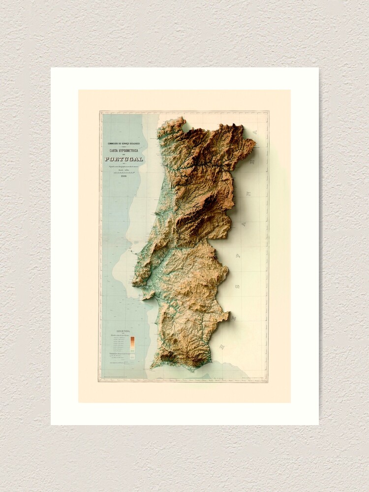 1906-portugal-relief-map-3d-digitally-rendered-art-print-for-sale-by