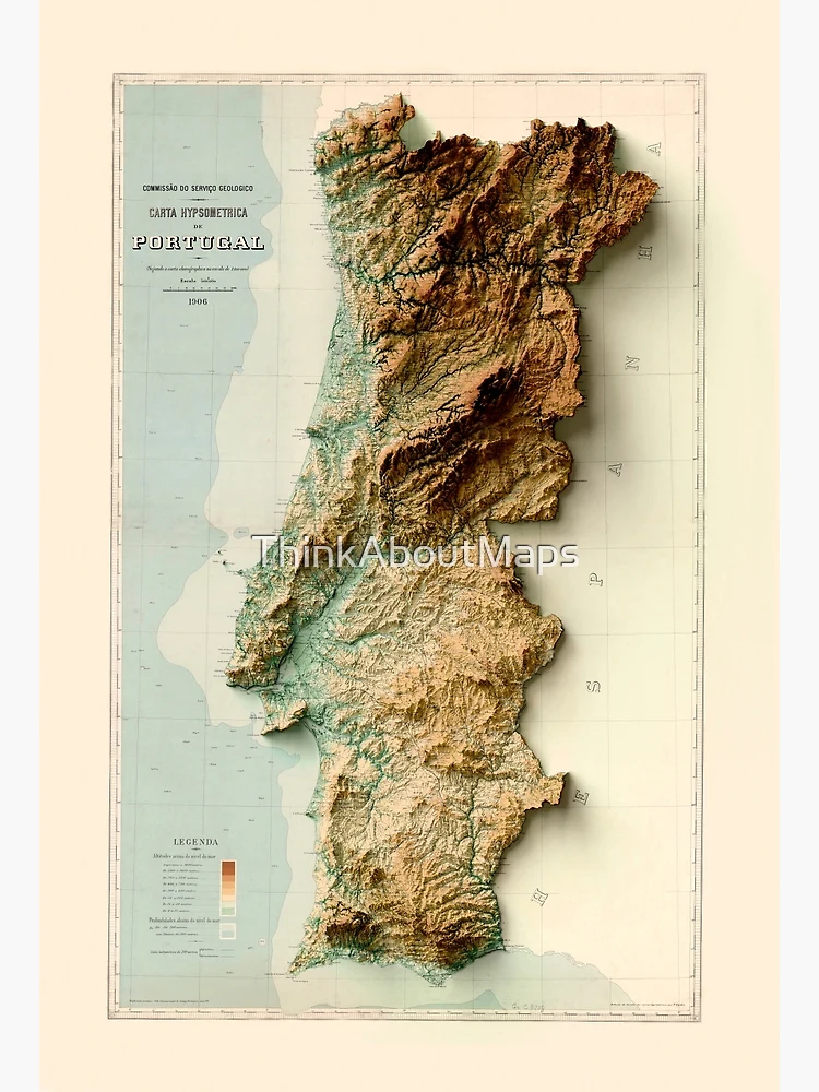 Hand Drawn of Portugal 3D Map 12872722 PNG