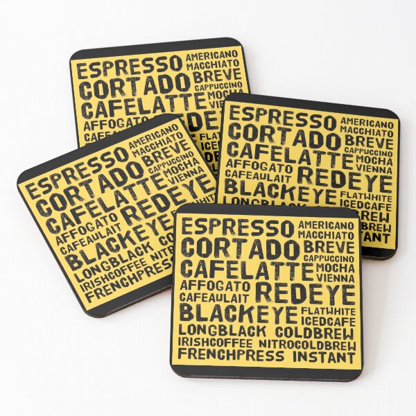Item preview, Word Art featuring coffee styles on a golden background. designed and sold by janraydesigns.