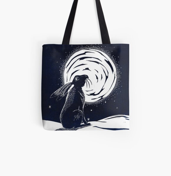 Moon Gazing Hare All Over Print Tote Bag
