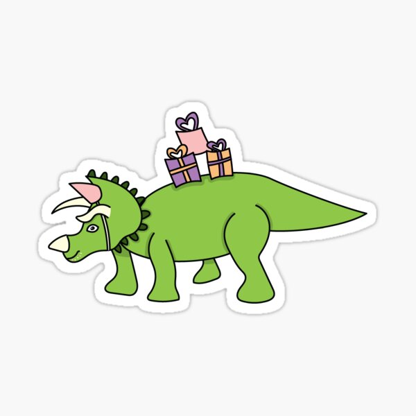 Dinosaurio de cumpleaños con regalos! Pegatina