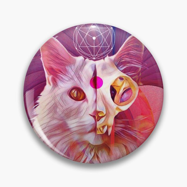 Item preview, Psychedelic Light Magick Skull Cat designed and sold by Mystikos Art.