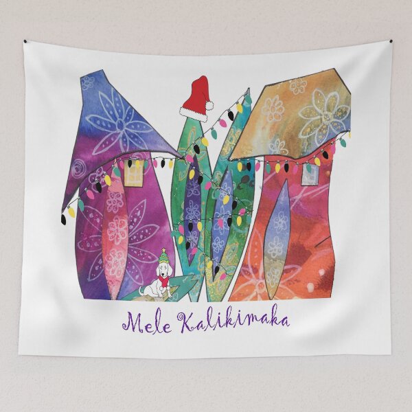 Item preview, Mele Kalikimaka - surf shacks lit up for the holiday designed and sold by Artfully Abstracted.