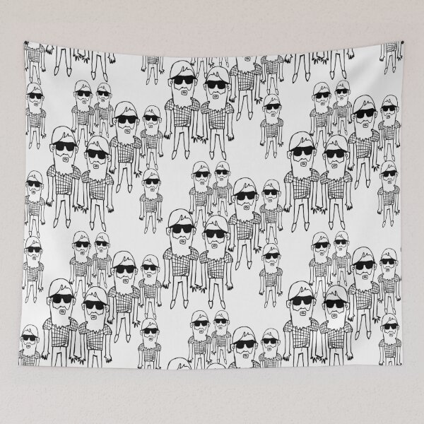 Item preview, hipster pattern, bearded guy in skinny jeans designed and sold by badlydrawnbabe.